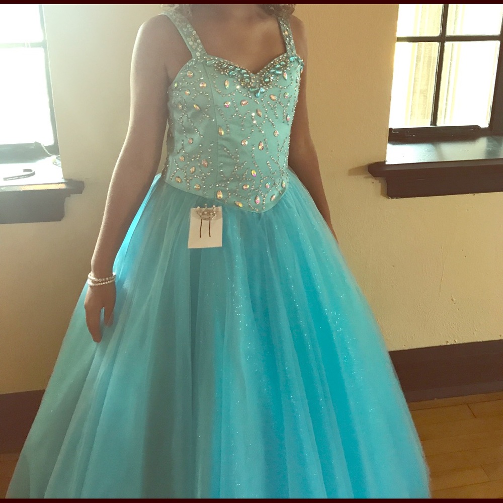 Tiffany size 12 blue pageant dress